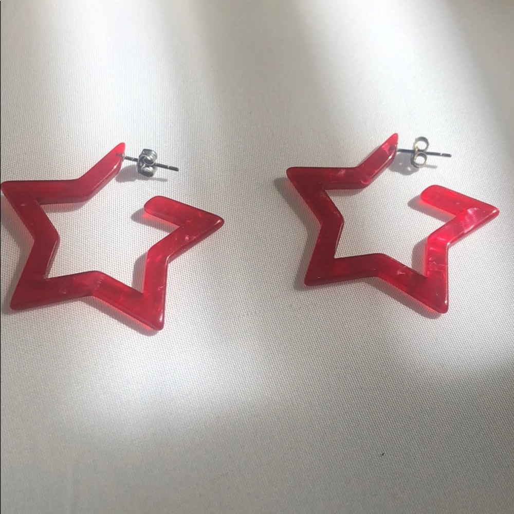 Acetate Red Star Earrings Revolve